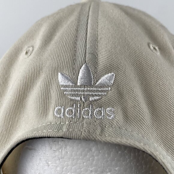 Adidas Originals 1.5” Webbing Strapback Hat Cream Dad Cap Trefoil Recycled Poly - Picture 6 of 10